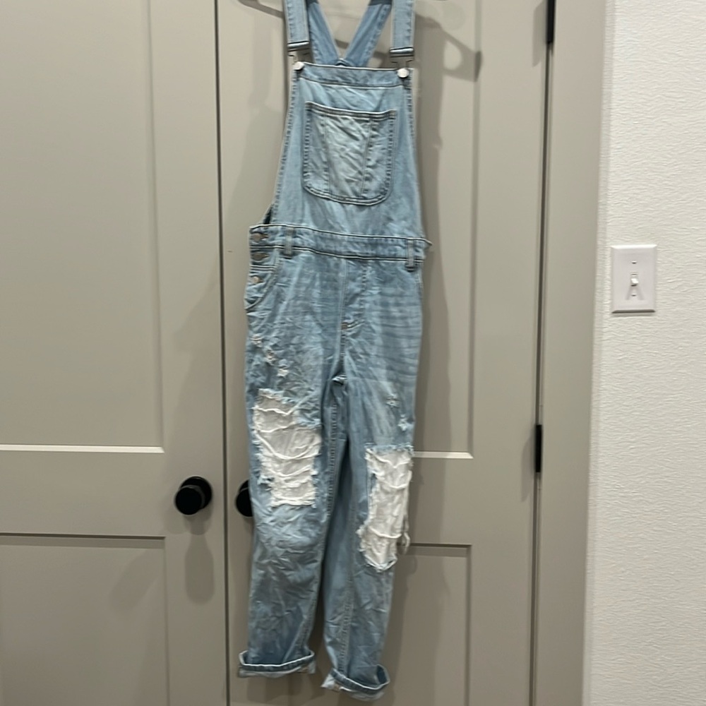 Cello overalls, distressed, light wash